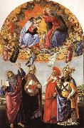 The Coronation of the Virgin with SS.Eligius,John the Evangelist,Au-gustion,and Jerome Botticelli
